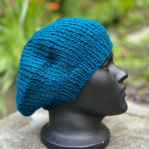 Hand knitted Beret Cap - Peacock Blue ( Code -UW221N012F)
