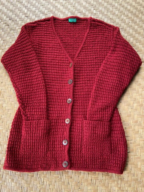 Hand knitted full sleeves cardigan - V neck (Code-UW123N076)