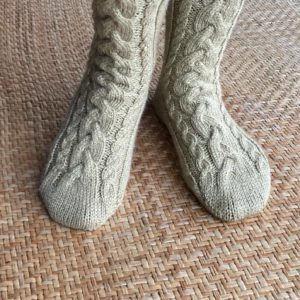 Hand Knitted socks with aran cables (Code-UM237N120)