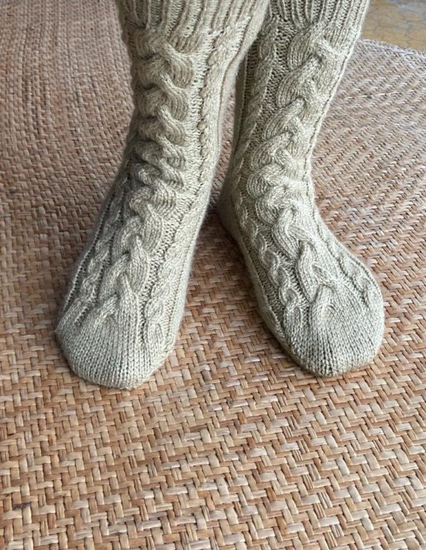 Hand Knitted socks with aran cables (Code-UM237N120)