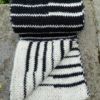 Reversible black & white piano pattern hand knitted muffler (Code-UW192NC55F)