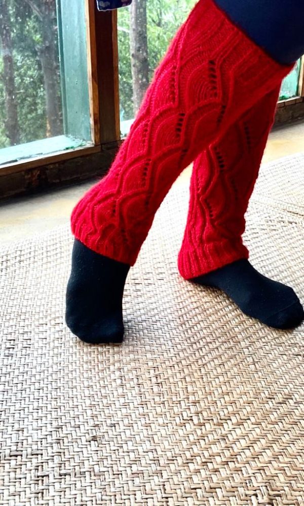 Hand Knitted Leg Warmers - Red (Code - UW229N211F)