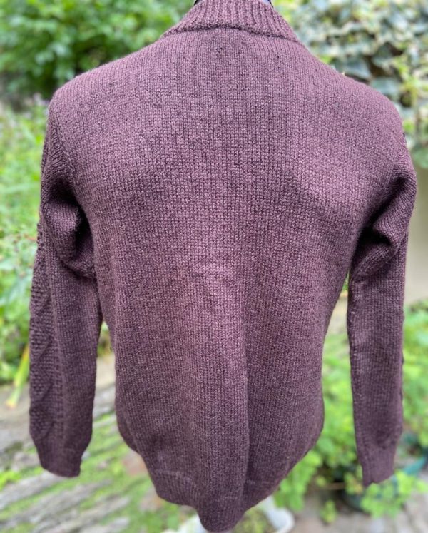 Hand knitted full sleeves cable panel round neck cardigan (Code - UM143N040)