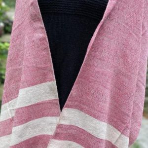 Handwoven woolen stole with side border (Code-UW198PLPF)