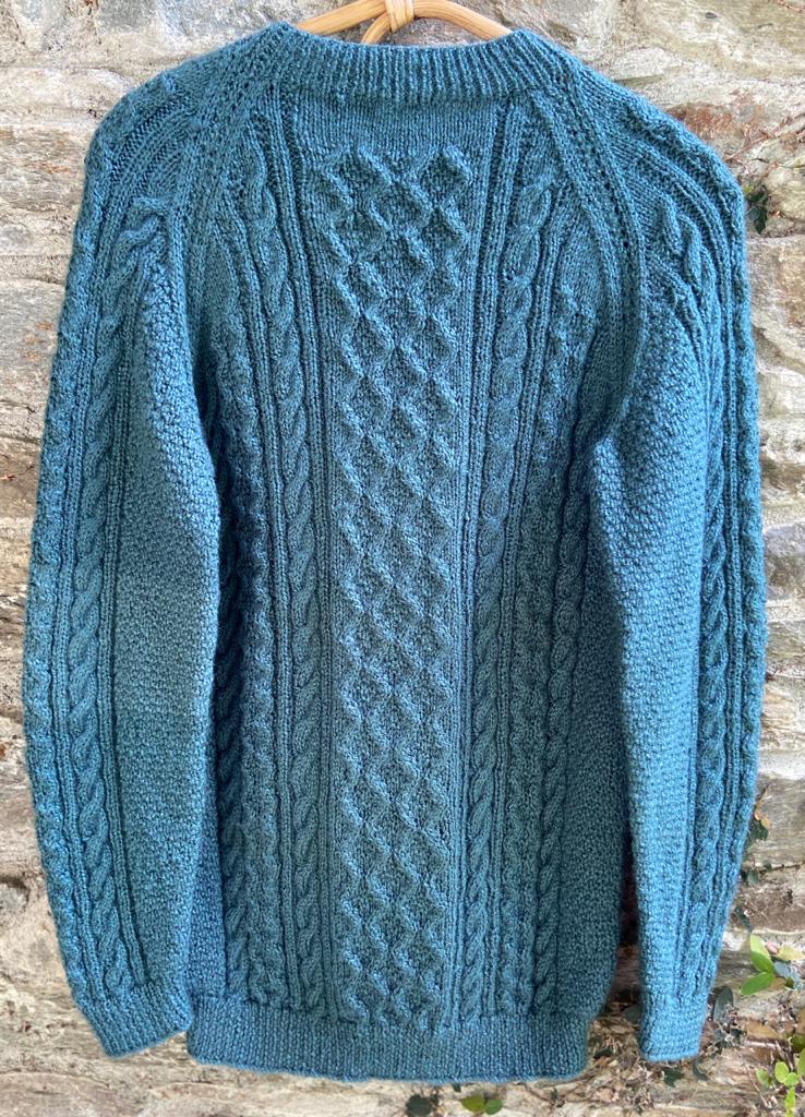 Pullover - Hand knitted, V- neck, full sleeves, Aran Pattern (Code -  UM58N027)