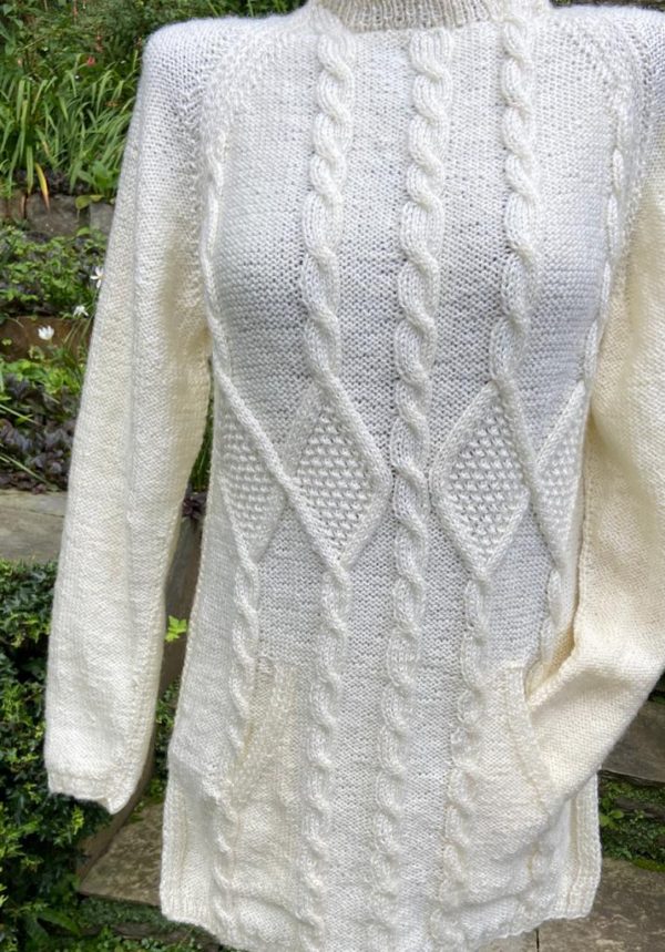 Hand knitted full sleeves pullover with aran cable design (Code - UW84N024 )