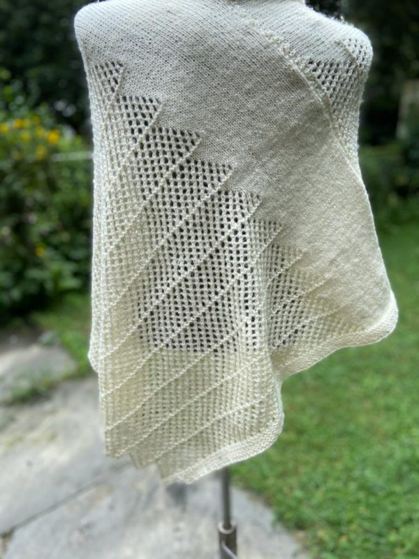 Hand knitted poncho with side net design (Code-UW235N024F)