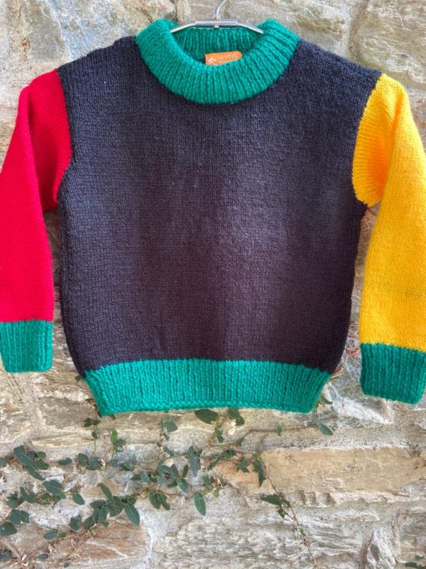 Hand-knitted bold colourful pullover for boys - 2 to 4 years (Code - UB10NC18)