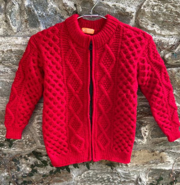 Hand-knitted open chain cardigan for boys of 4 to 6 years (Code - UB56N211)