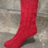 Socks - Hand Knitted Cable - Red (Code -UW294N069)