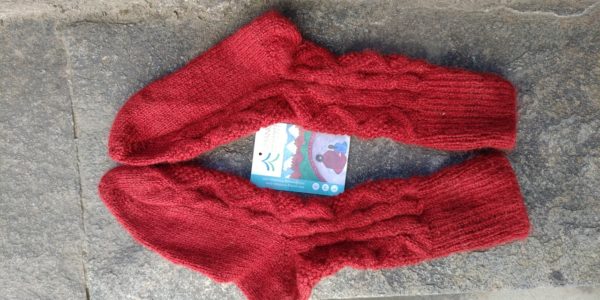 Socks - Hand Knitted Cable - Red (Code -UW294N069)