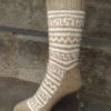 Socks - Hand Knitted - Beige & White (Code -UM328N120)