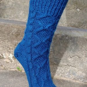 Socks - Hand Knitted Cable - Teal Blue (Code-UW294N183)