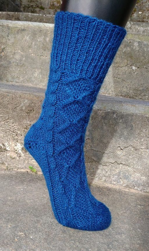 Socks – Hand Knitted Cable – Teal Blue (Code-UW294N183) – Umang