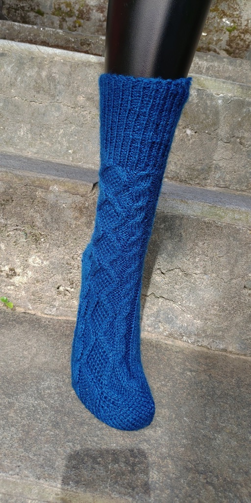 Socks – Hand Knitted Cable – Teal Blue (Code-UW294N183) – Umang