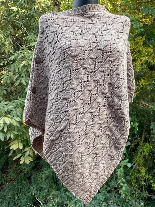 Hand knitted side button poncho (Code- UW247P1522F)